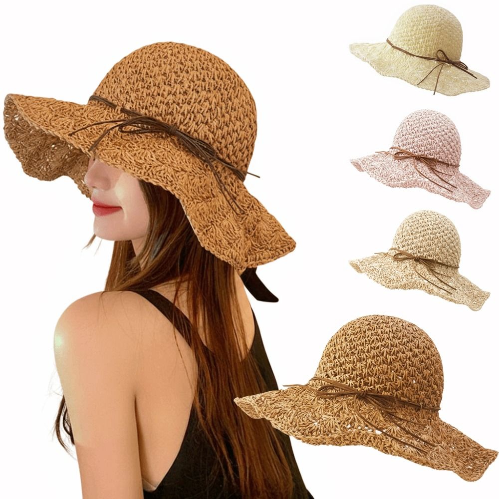 Hat Floppy Wide - El yapımı örgü hasır şapka geniş